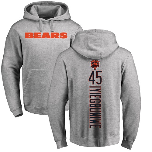 Chicago Bears Men Ash Joel Iyiegbuniwe Backer NFL Football 45 Pullover Hoodie Sweatshirts